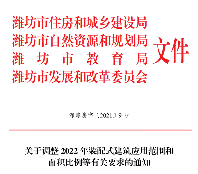 关于调整2022年装配式建筑应用范围和面积比例等有关要求的通知